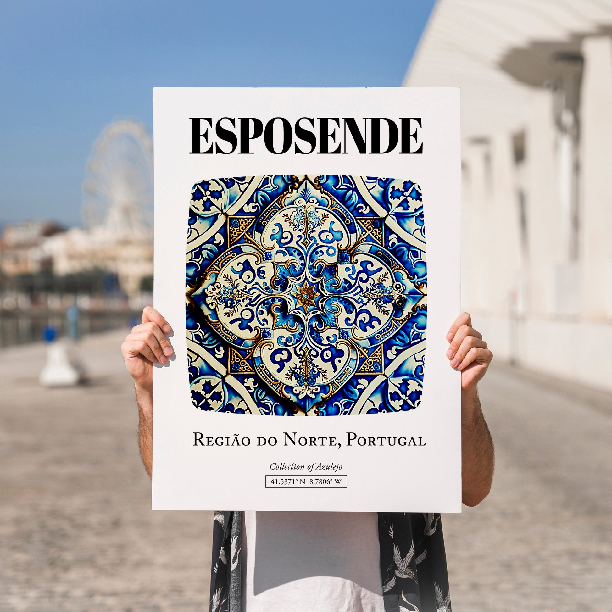 Esposende, Portugal – World Heritage Travel Poster, no-text version framed in wood