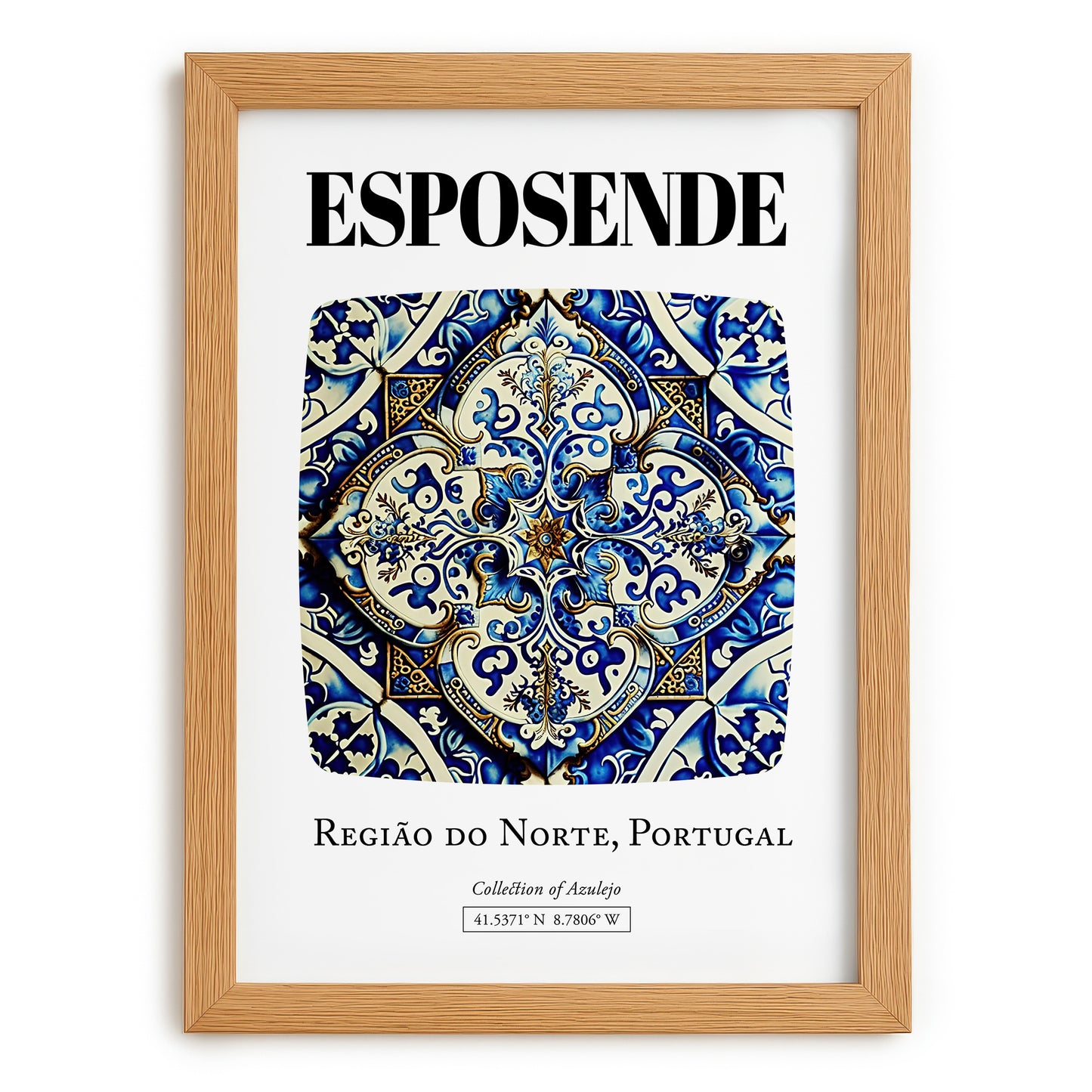Esposende, Portugal – World Heritage Travel Poster, set in oak frame