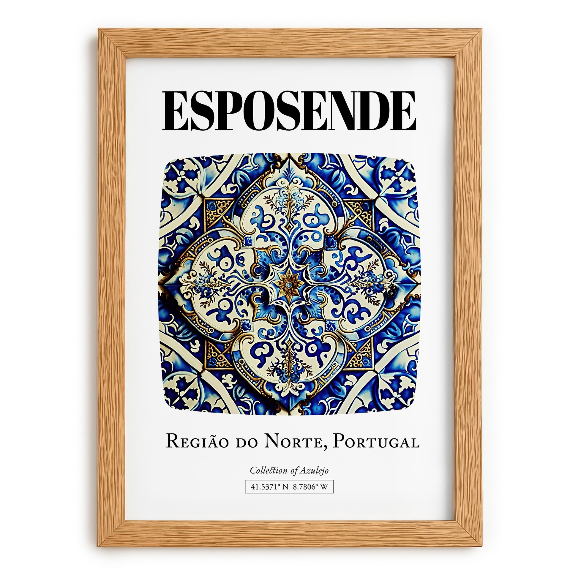 Esposende, Portugal – World Heritage Travel Poster, set in oak frame