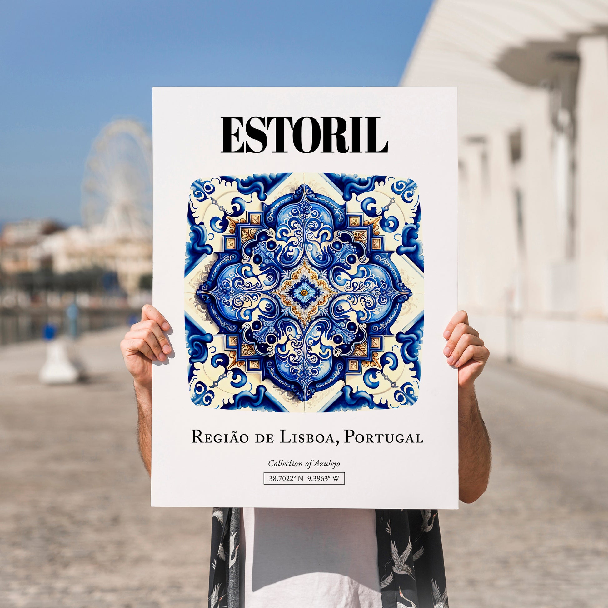 Estoril, Portugal – Travel Wall Art, no-text version framed in wood
