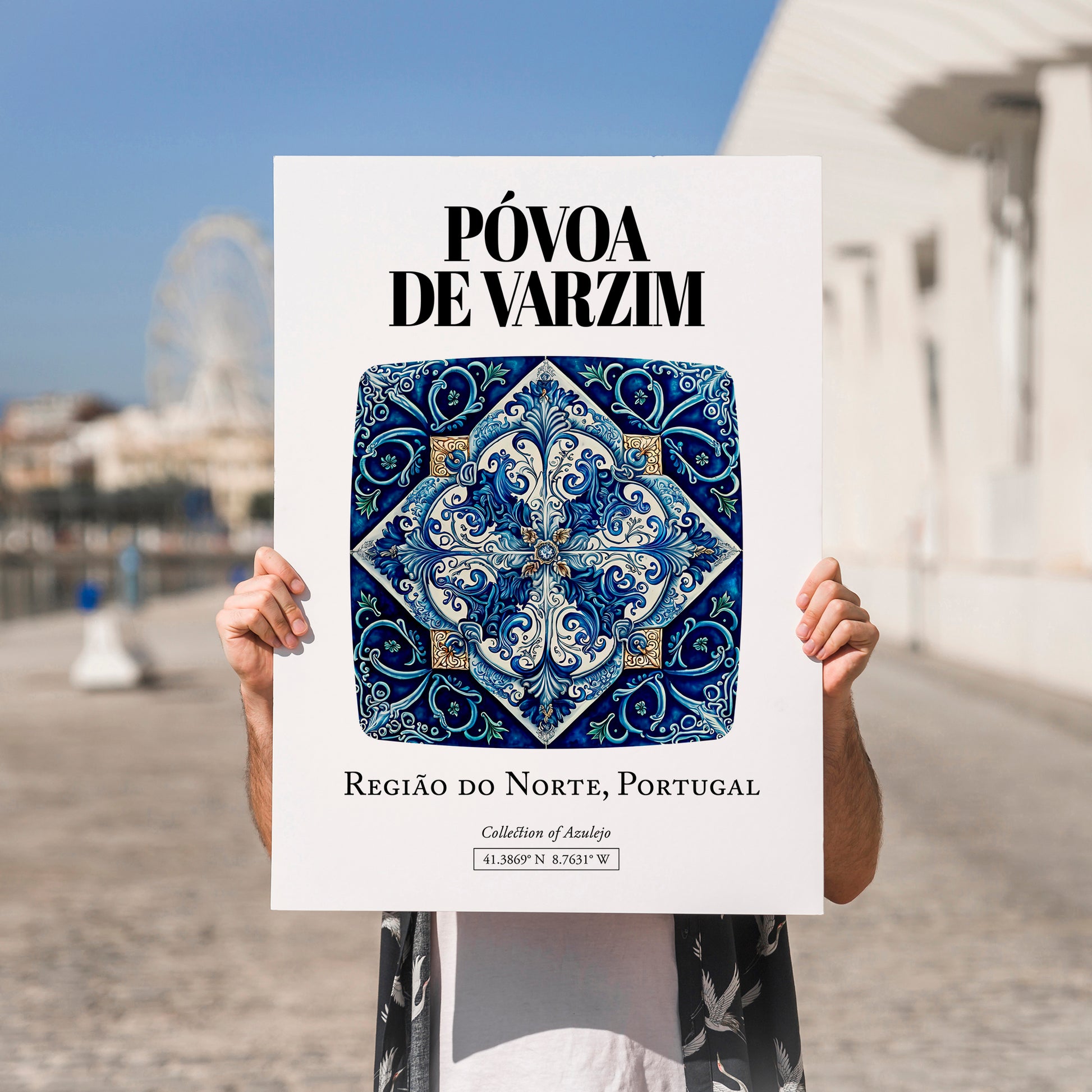 Póvoa De Varzim, Portugal – Travel Print, no-text version framed in wood