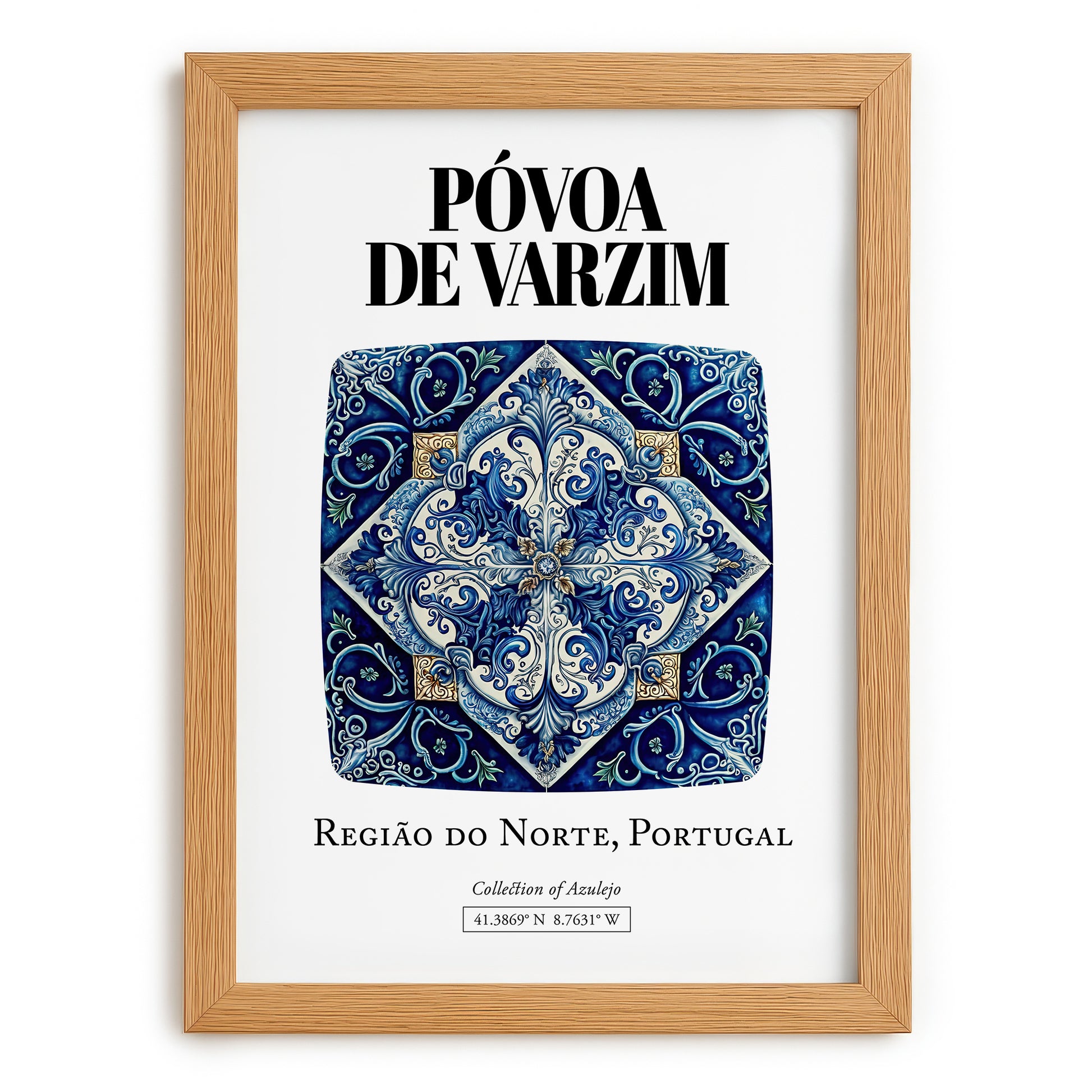 Póvoa De Varzim, Portugal – Travel Print, set in oak frame