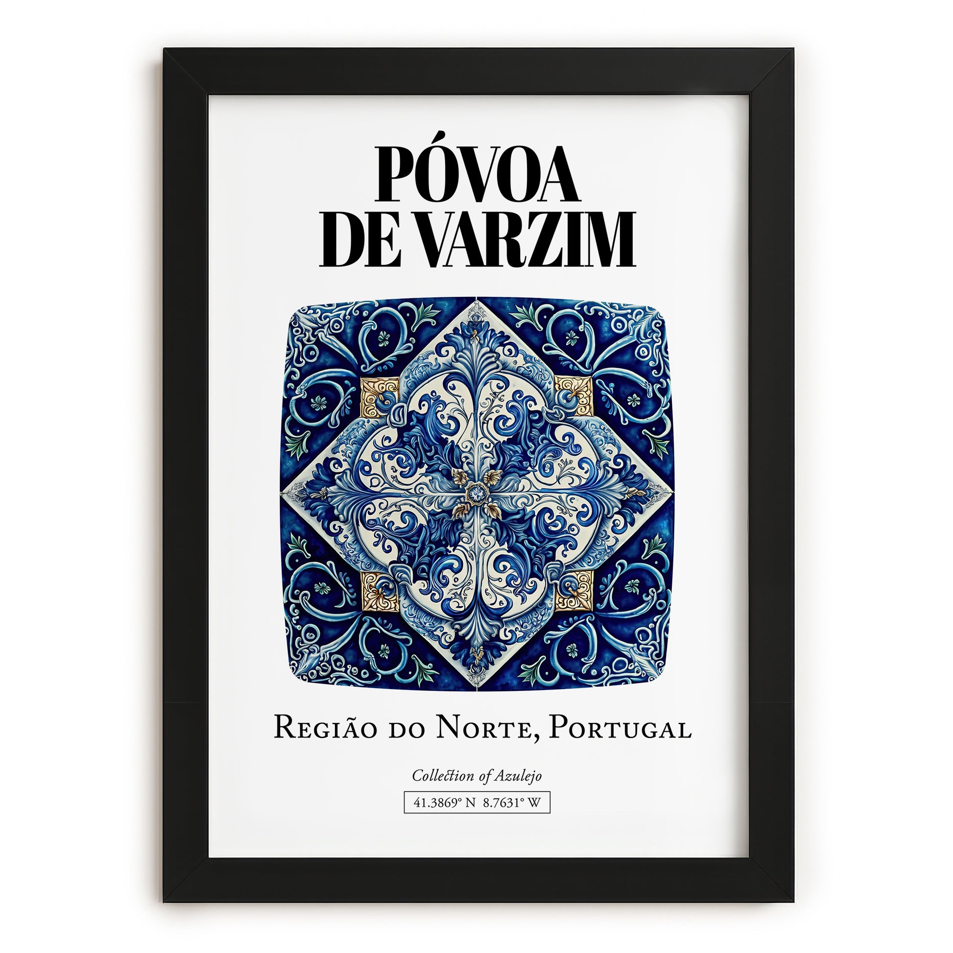 Póvoa De Varzim, Portugal – Travel Print, in sleek black frame