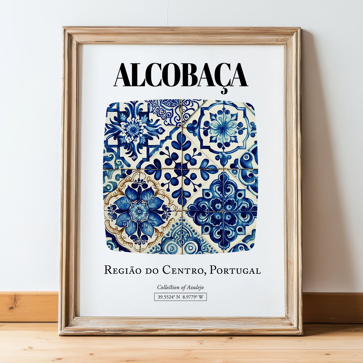 Alcobaça, Portugal – Travel Print, in wooden frame leaning on the floor