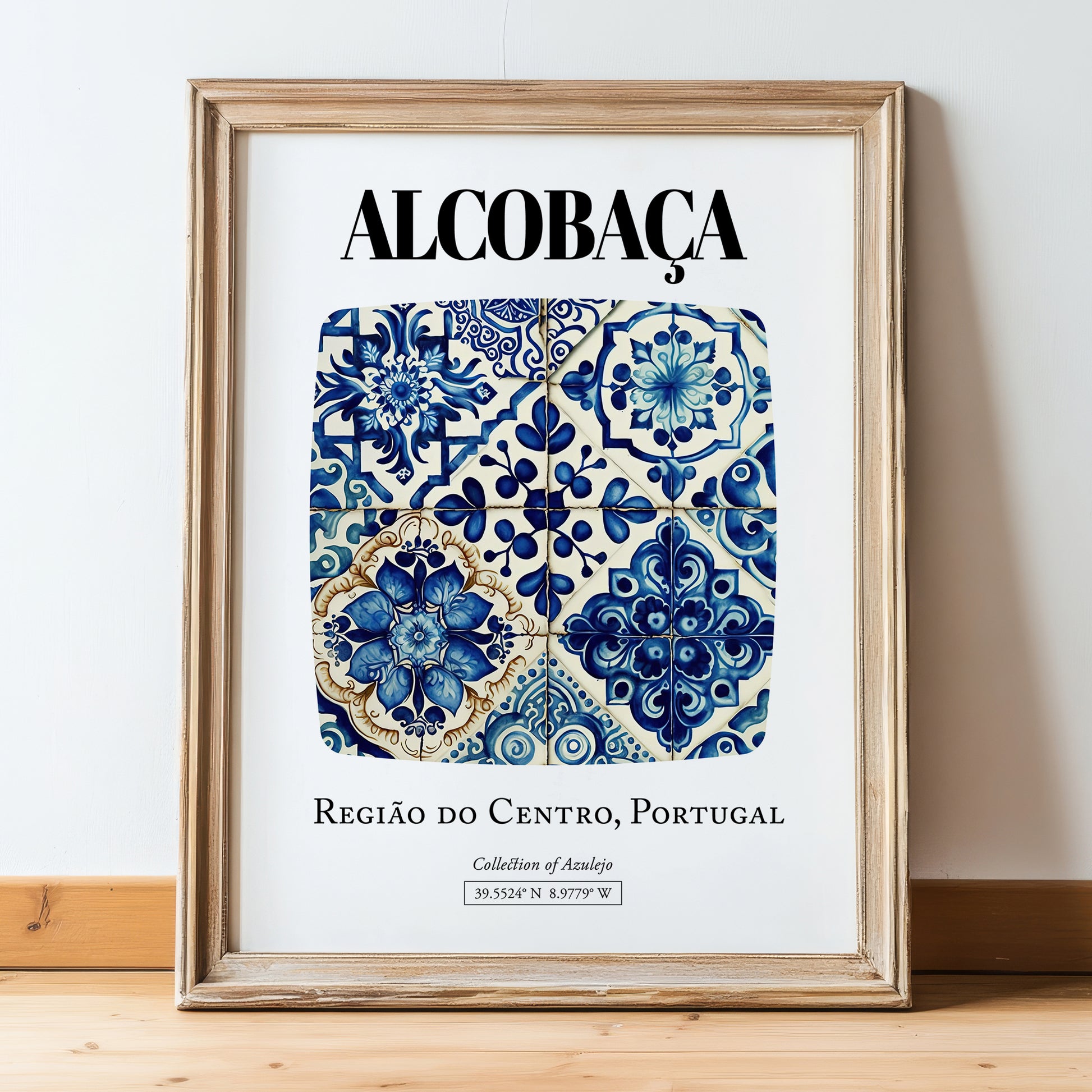 Alcobaça, Portugal – Travel Print, in wooden frame leaning on the floor