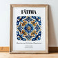 Fátima, Portugal – Travel Poster, in wooden frame leaning on the floor