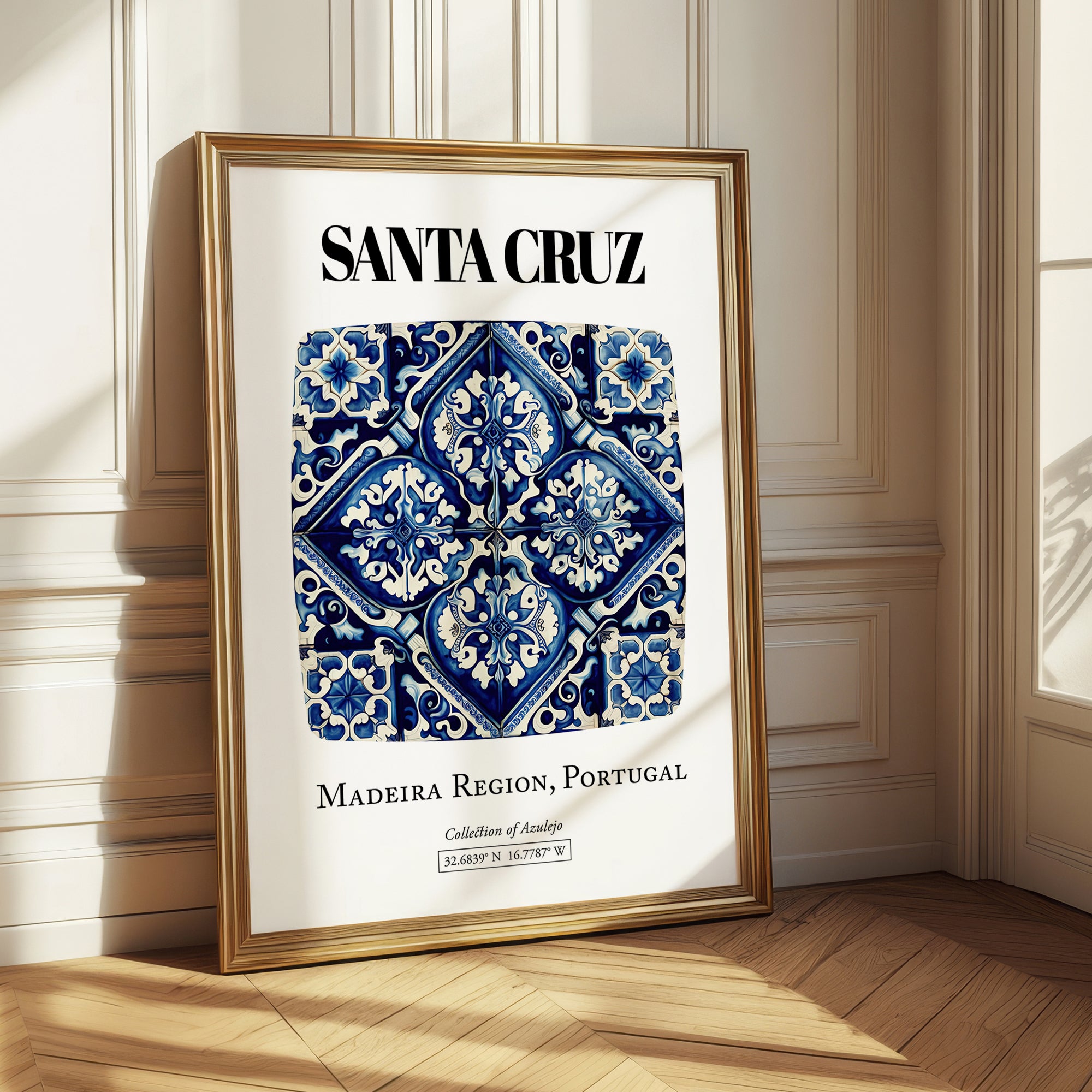 Santa Cruz, Portugal – Minimalist Travel Print, styled in a charming Paris street view