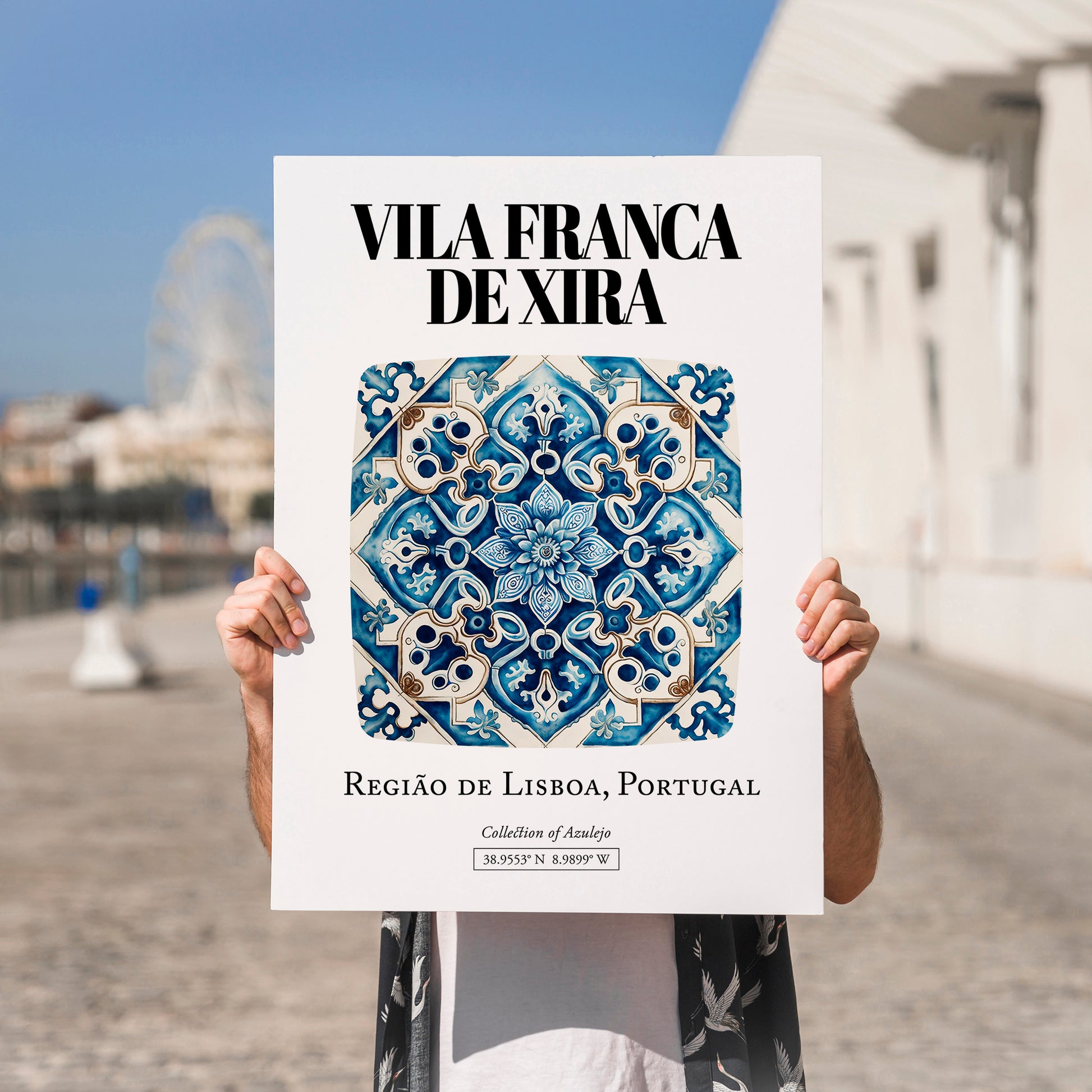 Vila Franca De Xira, Portugal – Wanderlust Wall Decor, no-text version framed in wood