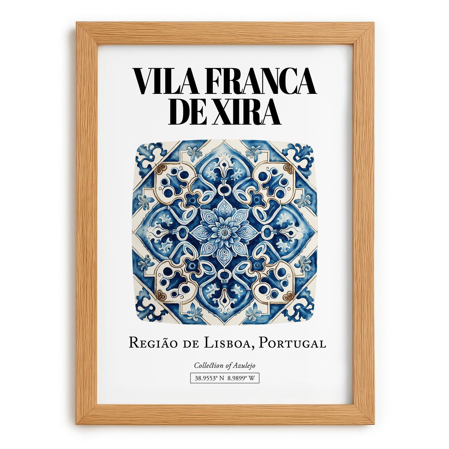 Vila Franca De Xira, Portugal – Wanderlust Wall Decor, set in oak frame