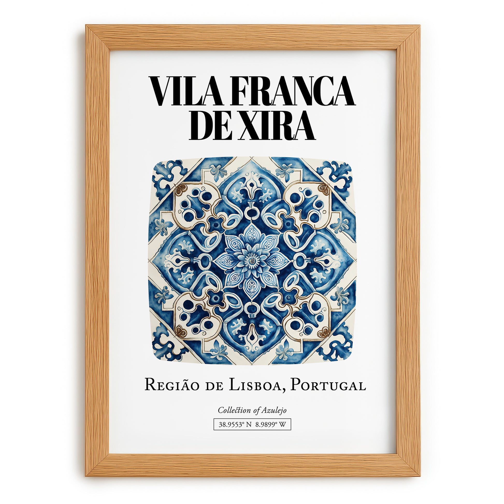 Vila Franca De Xira, Portugal – Wanderlust Wall Decor, set in oak frame