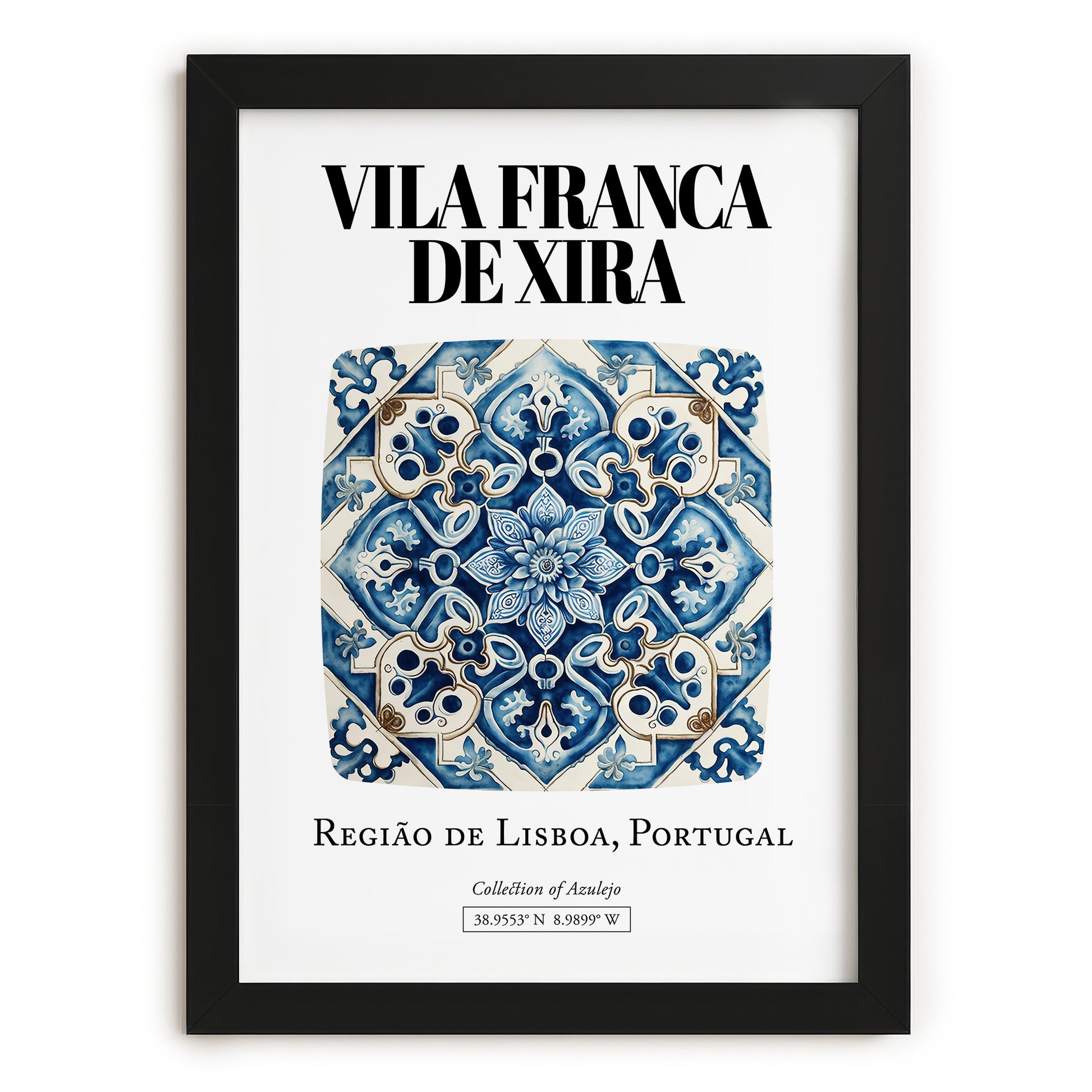 Vila Franca De Xira, Portugal – Wanderlust Wall Decor, in sleek black frame
