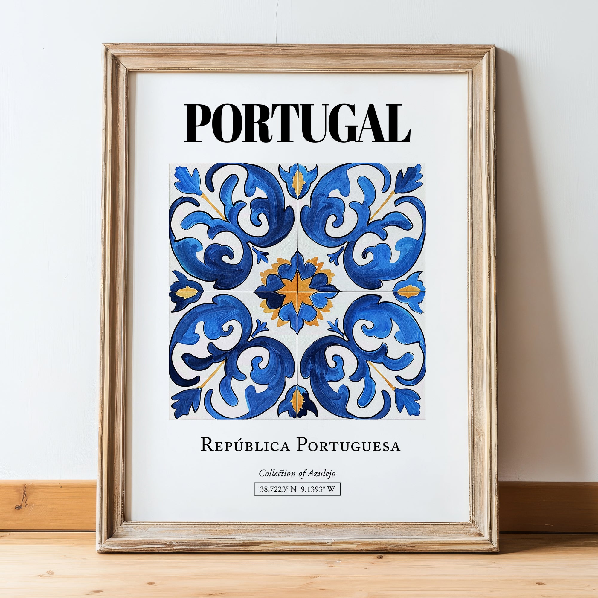 Portugal, Portugal – Travel Wall Decor, in wooden frame leaning on the floor