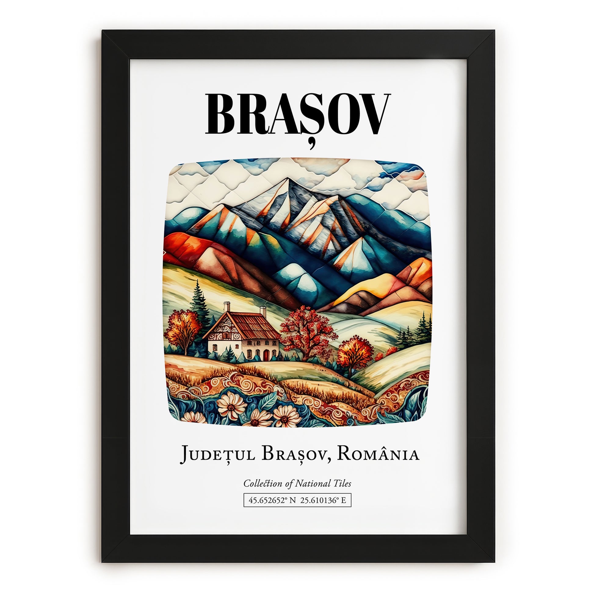 Brașov, Romania – Travel Print, in sleek black frame