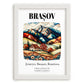 Brașov, Romania – Travel Print, placed in minimal white frame