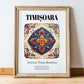 Timișoara, Romania – Retro Travel Poster, in wooden frame leaning on the floor