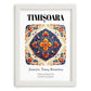 Timișoara, Romania – Retro Travel Poster, placed in minimal white frame