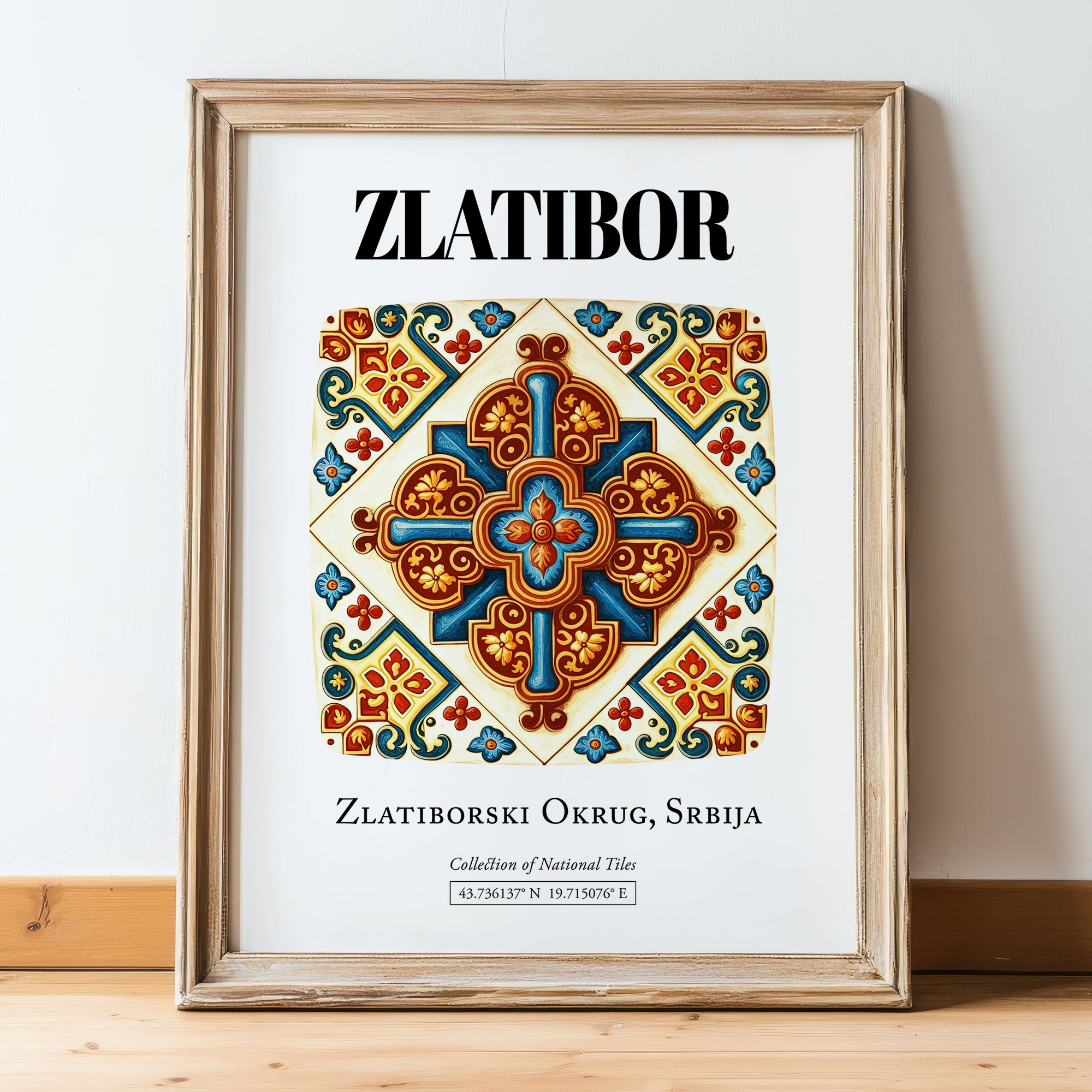 Zlatibor, Serbia – Wanderlust Wall Decor, in wooden frame leaning on the floor