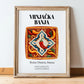 Vrnjačka Banja, Serbia – Retro Travel Poster, in wooden frame leaning on the floor