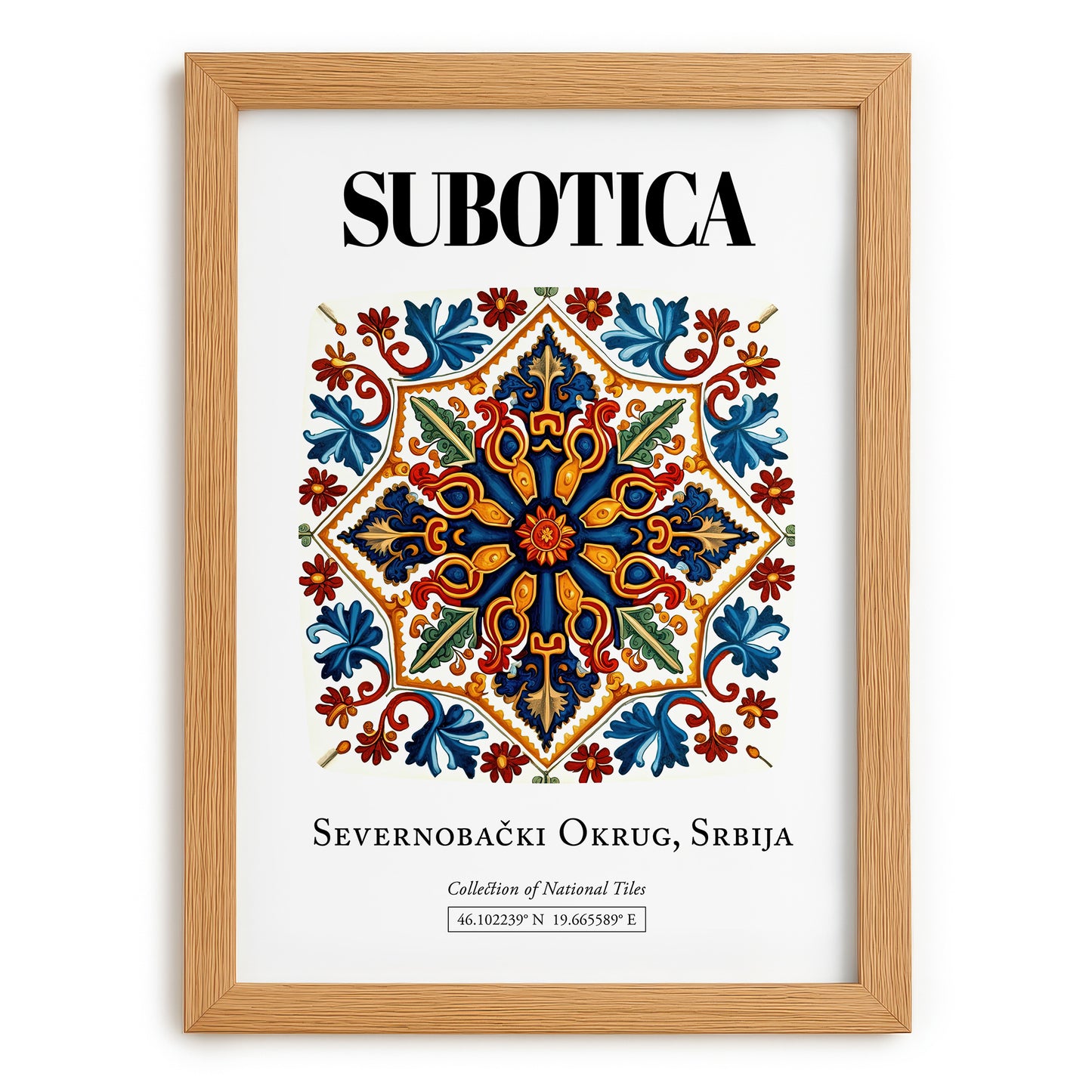 Subotica, Serbia – Wanderlust Wall Decor, set in oak frame