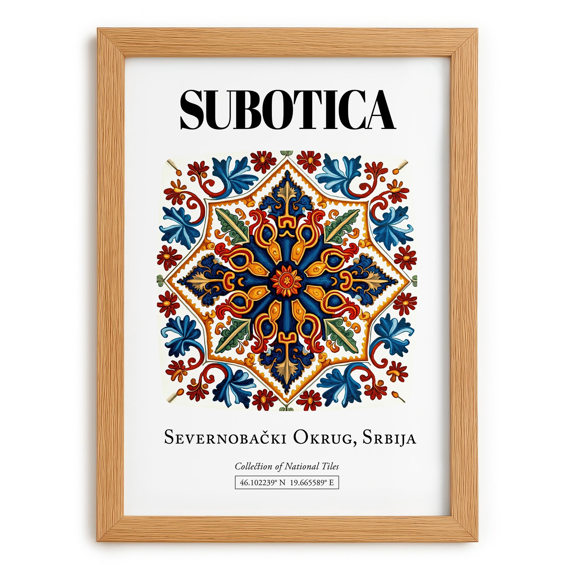 Subotica, Serbia – Wanderlust Wall Decor, set in oak frame