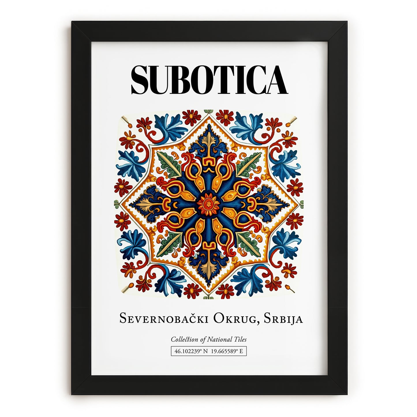 Subotica, Serbia – Wanderlust Wall Decor, in sleek black frame