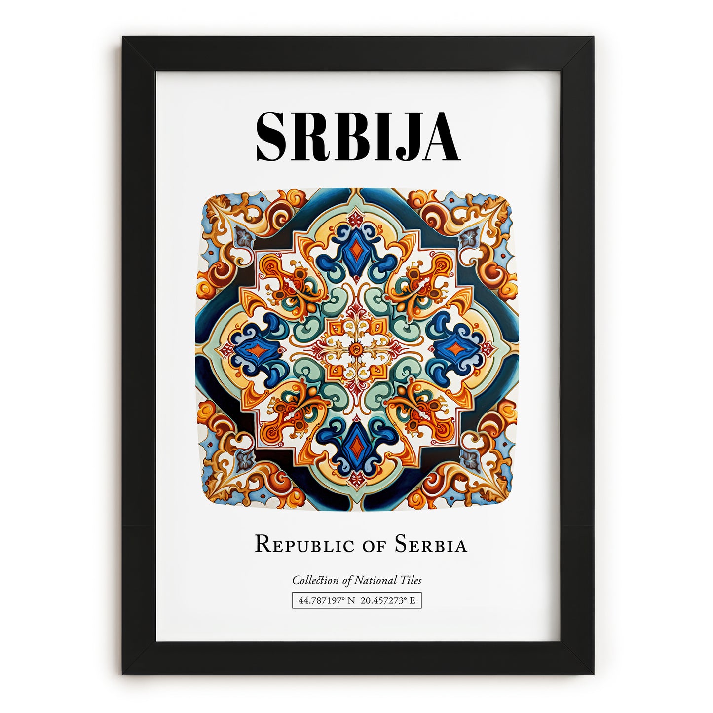 Srbija, Serbia – Vintage Travel Poster, in sleek black frame