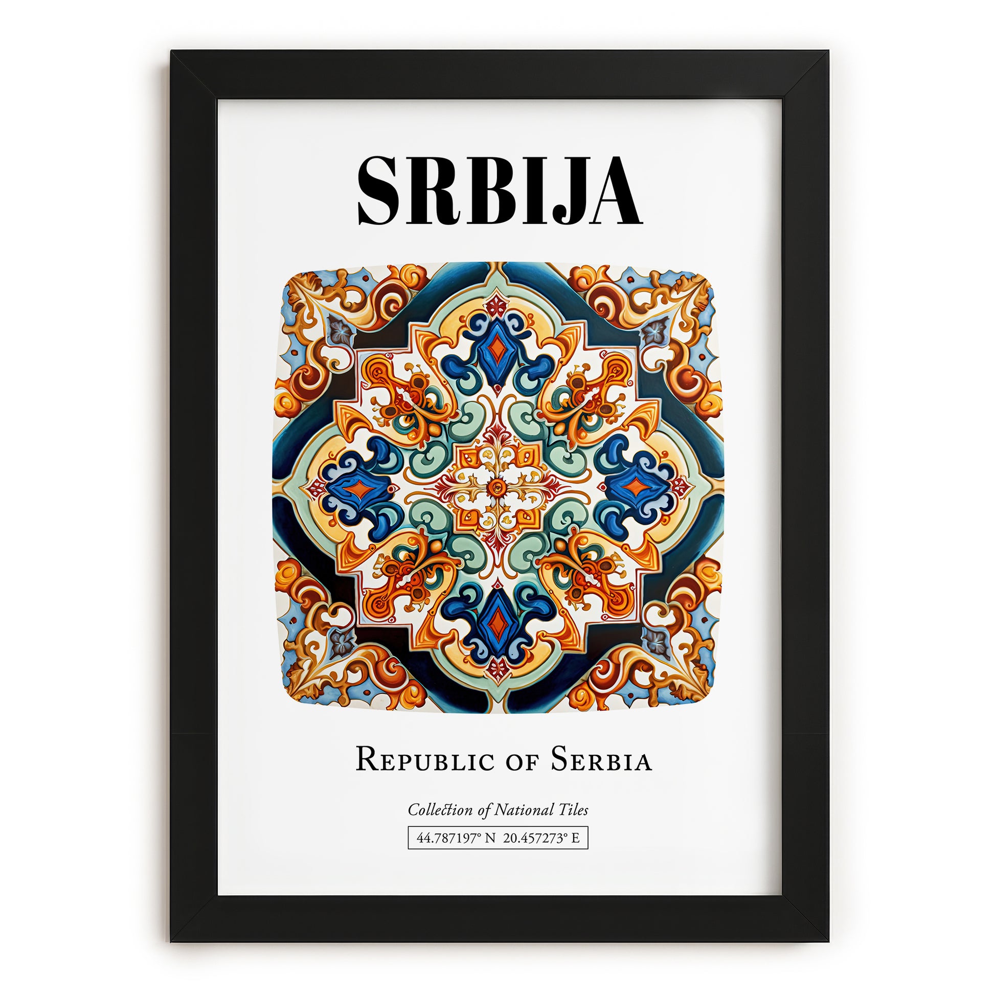 Srbija, Serbia – Vintage Travel Poster, in sleek black frame