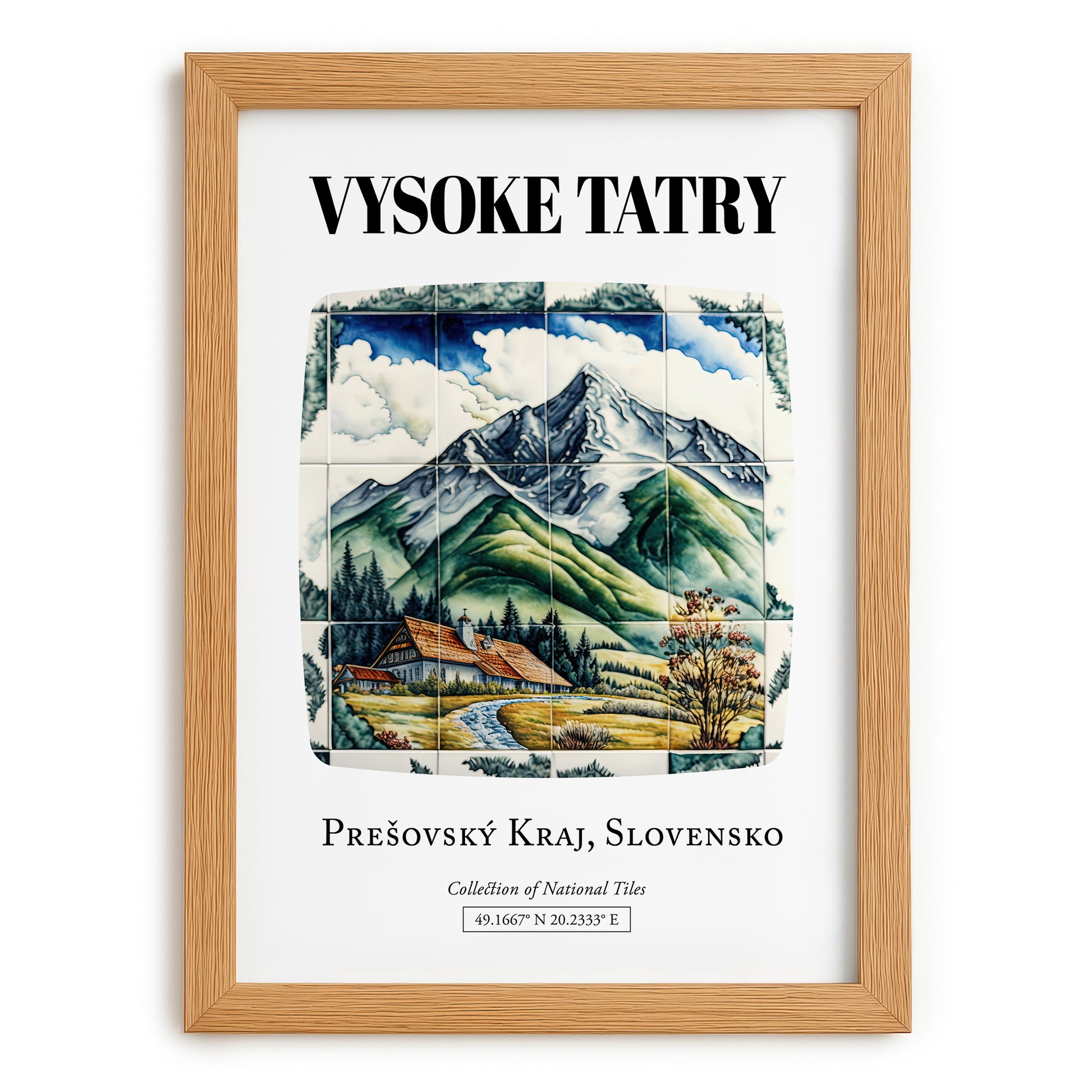 Vysoke Tatry, Slovakia – Travel Poster, set in oak frame