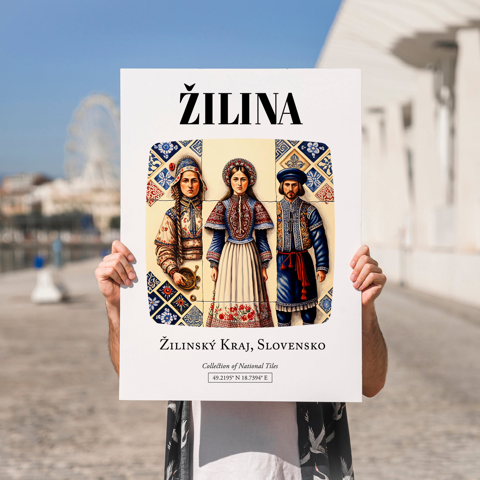 Žilina, Slovakia – Travel Poster, no-text version framed in wood