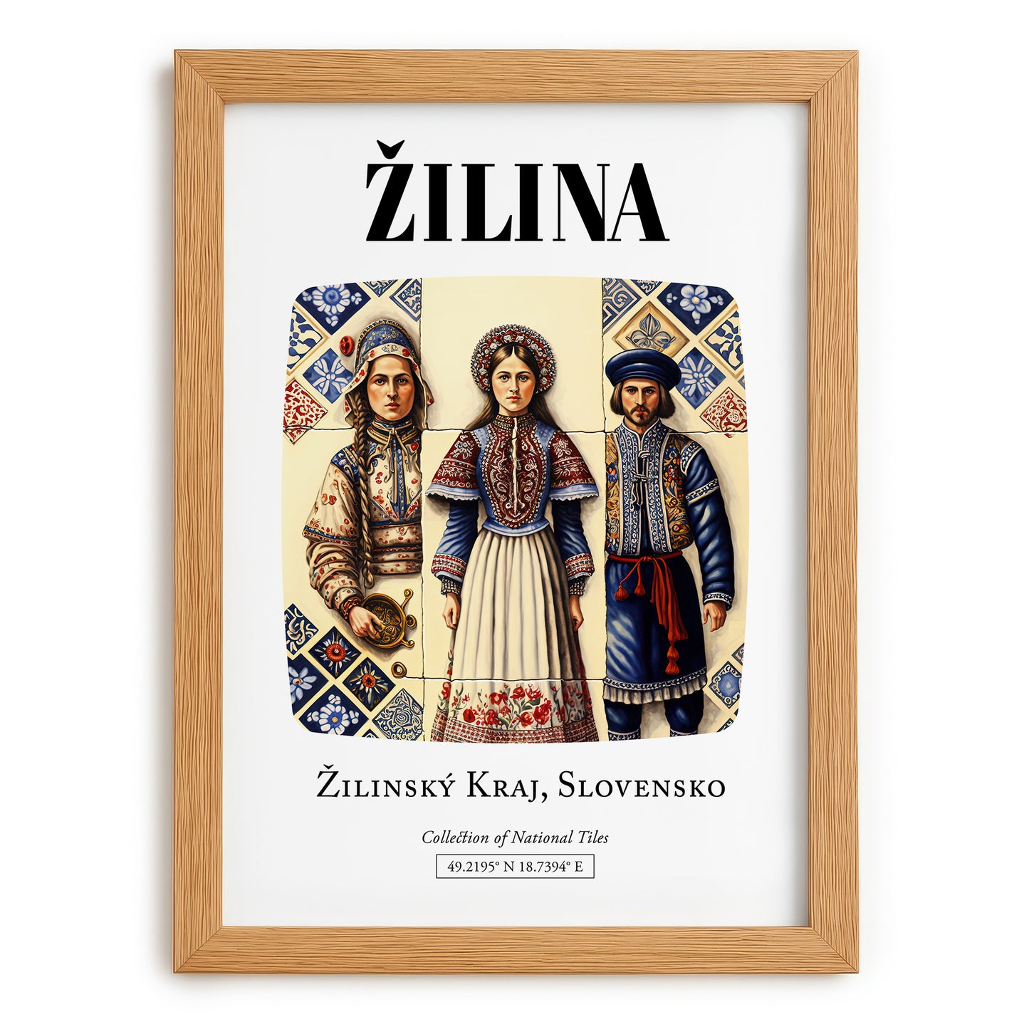 Žilina, Slovakia – Travel Poster, set in oak frame
