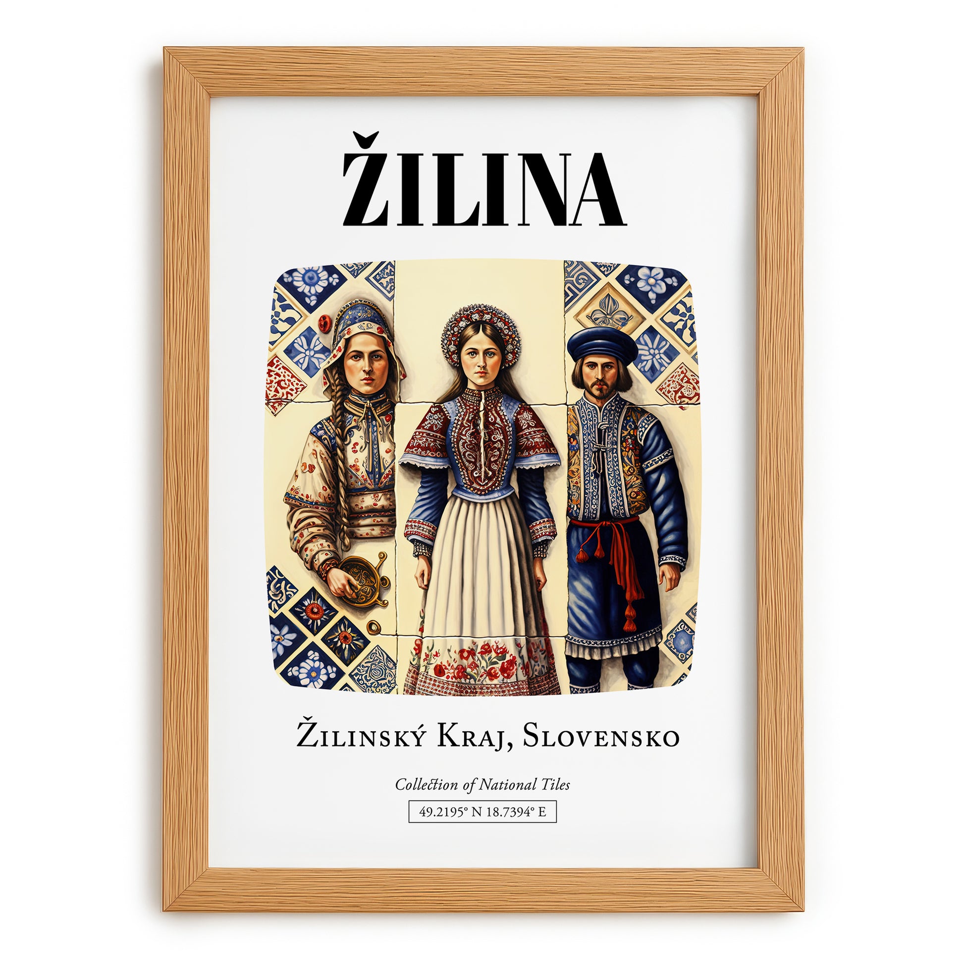 Žilina, Slovakia – Travel Poster, set in oak frame