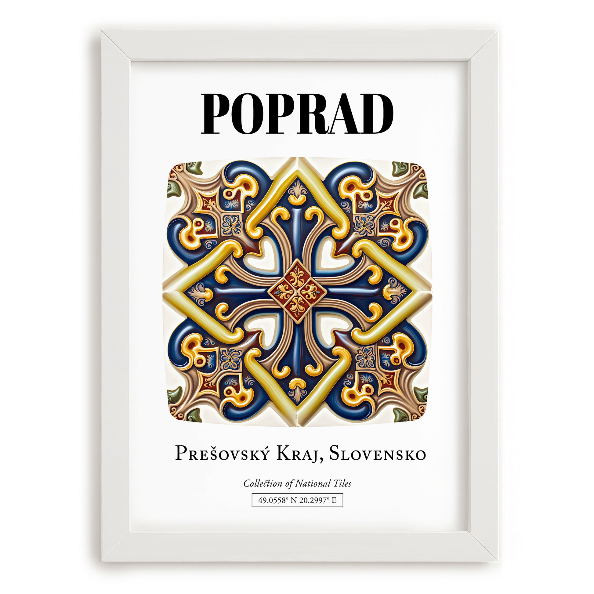 Poprad, Slovakia – Travel Poster, placed in minimal white frame