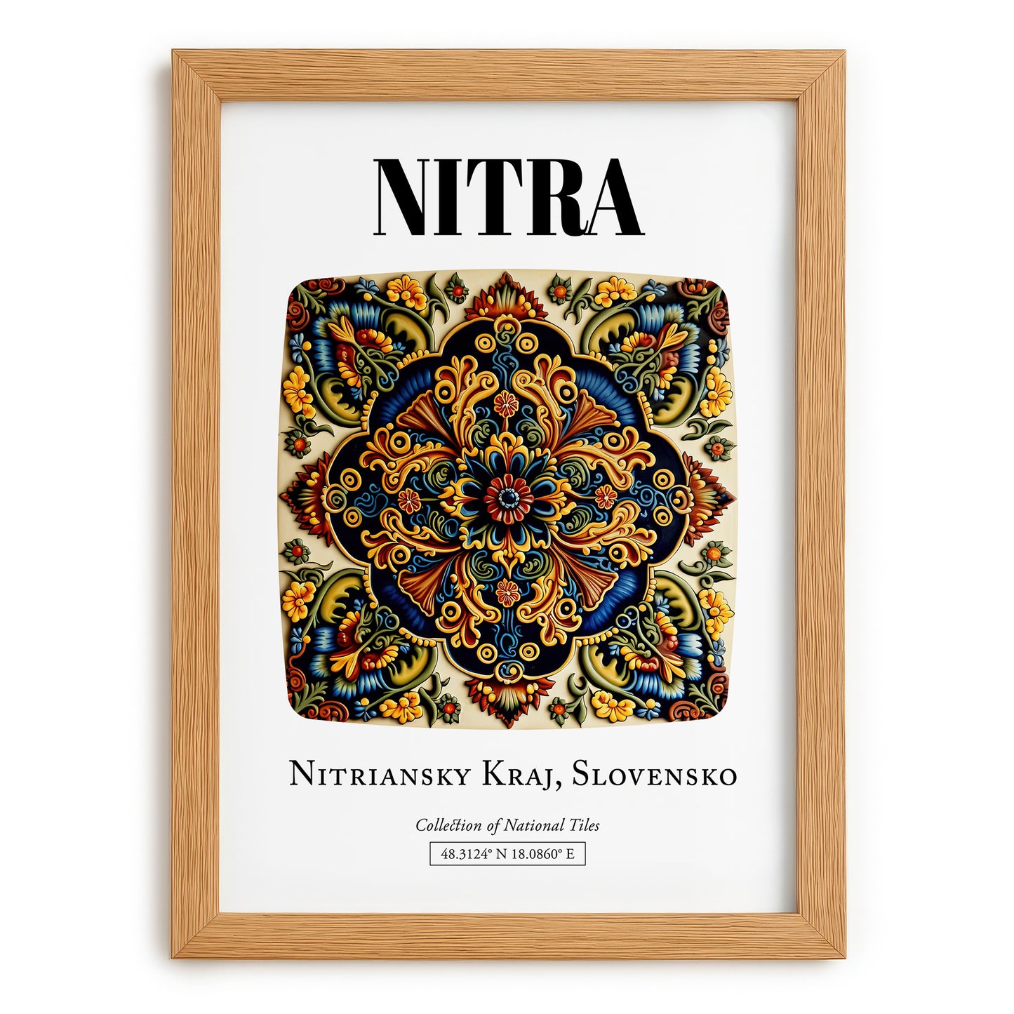 Nitra, Slovakia – Travel Print, set in oak frame