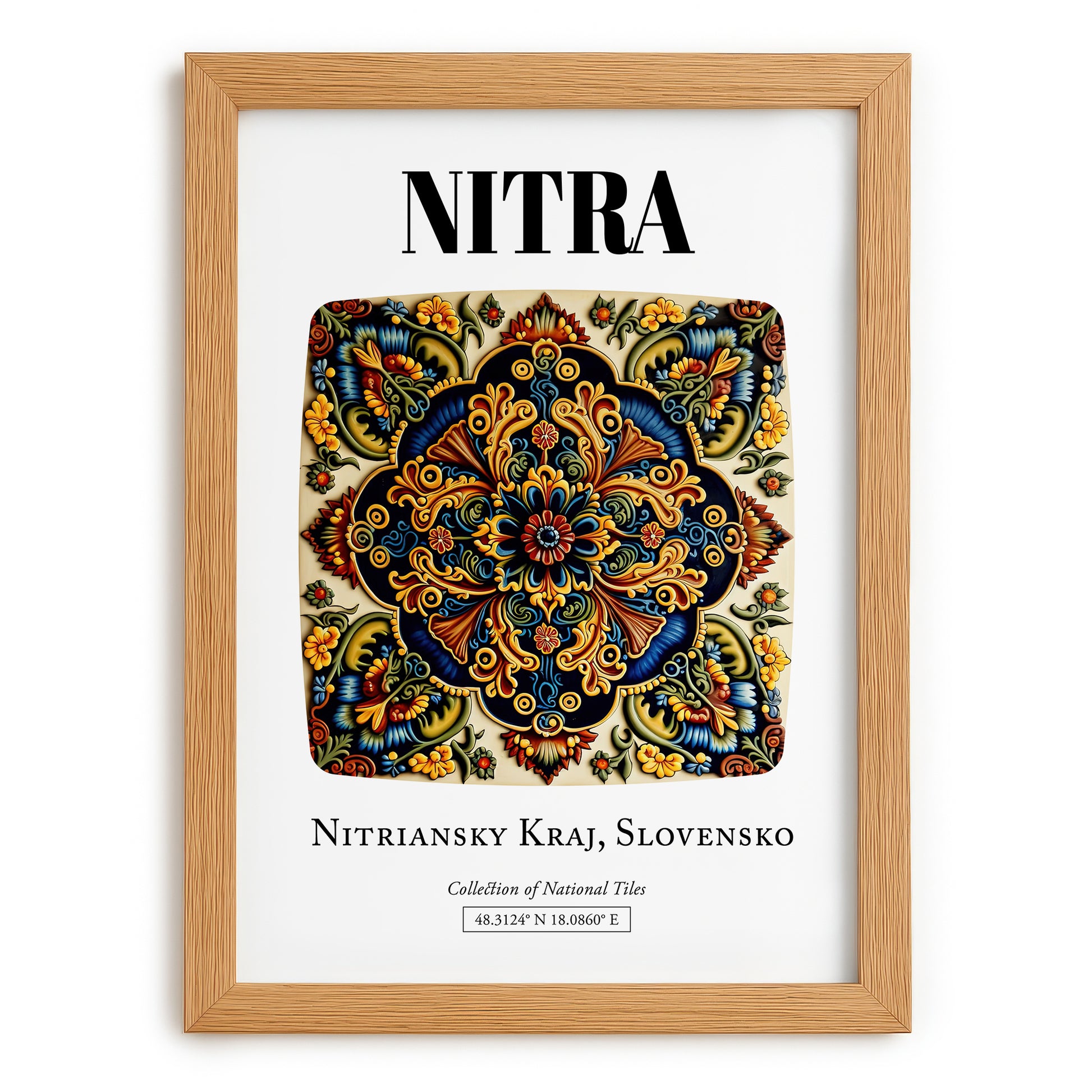 Nitra, Slovakia – Travel Print, set in oak frame