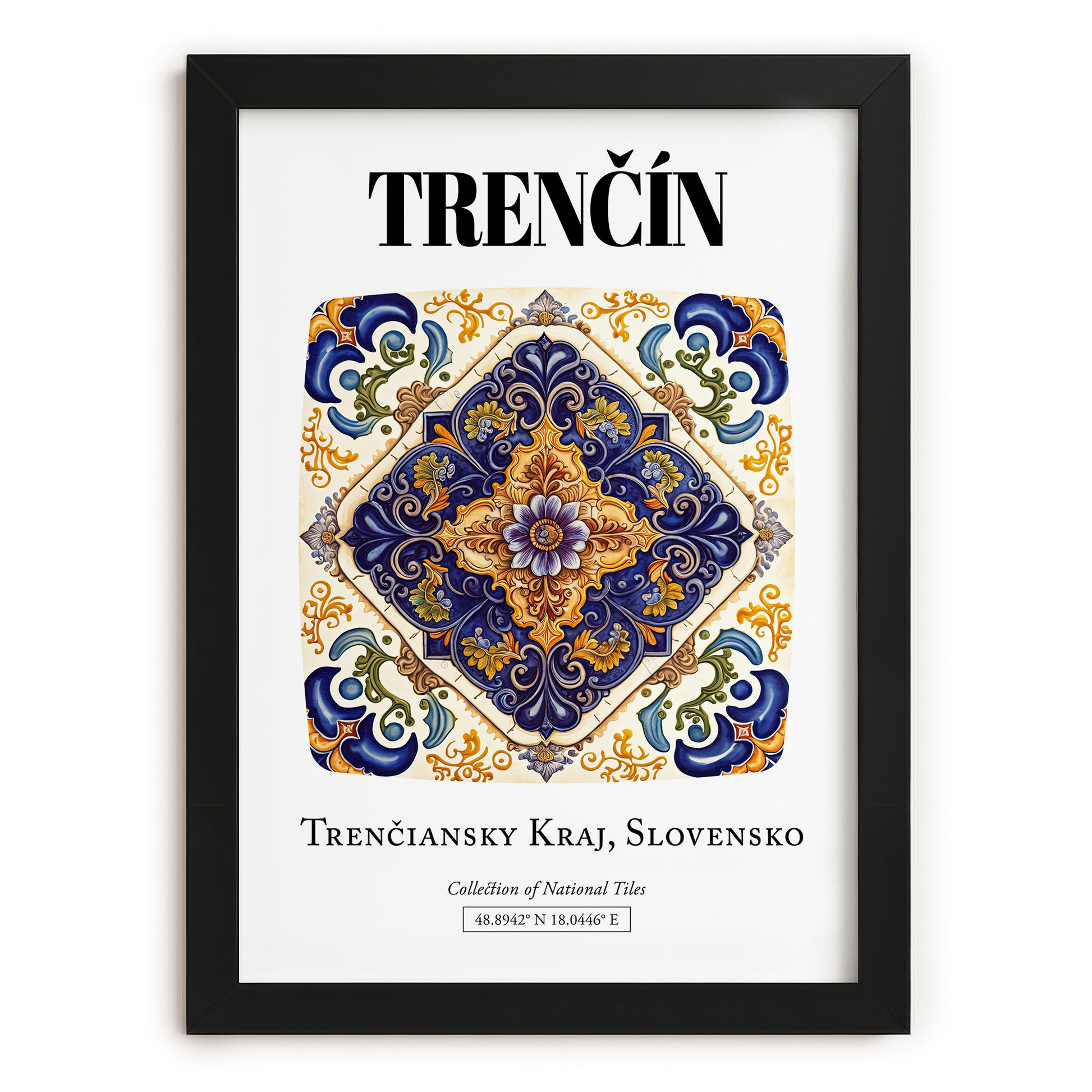Trenčín, Slovakia – Travel Poster, in sleek black frame
