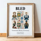 Bled, Slovenia – Minimalist Travel Print, in wooden frame leaning on the floor