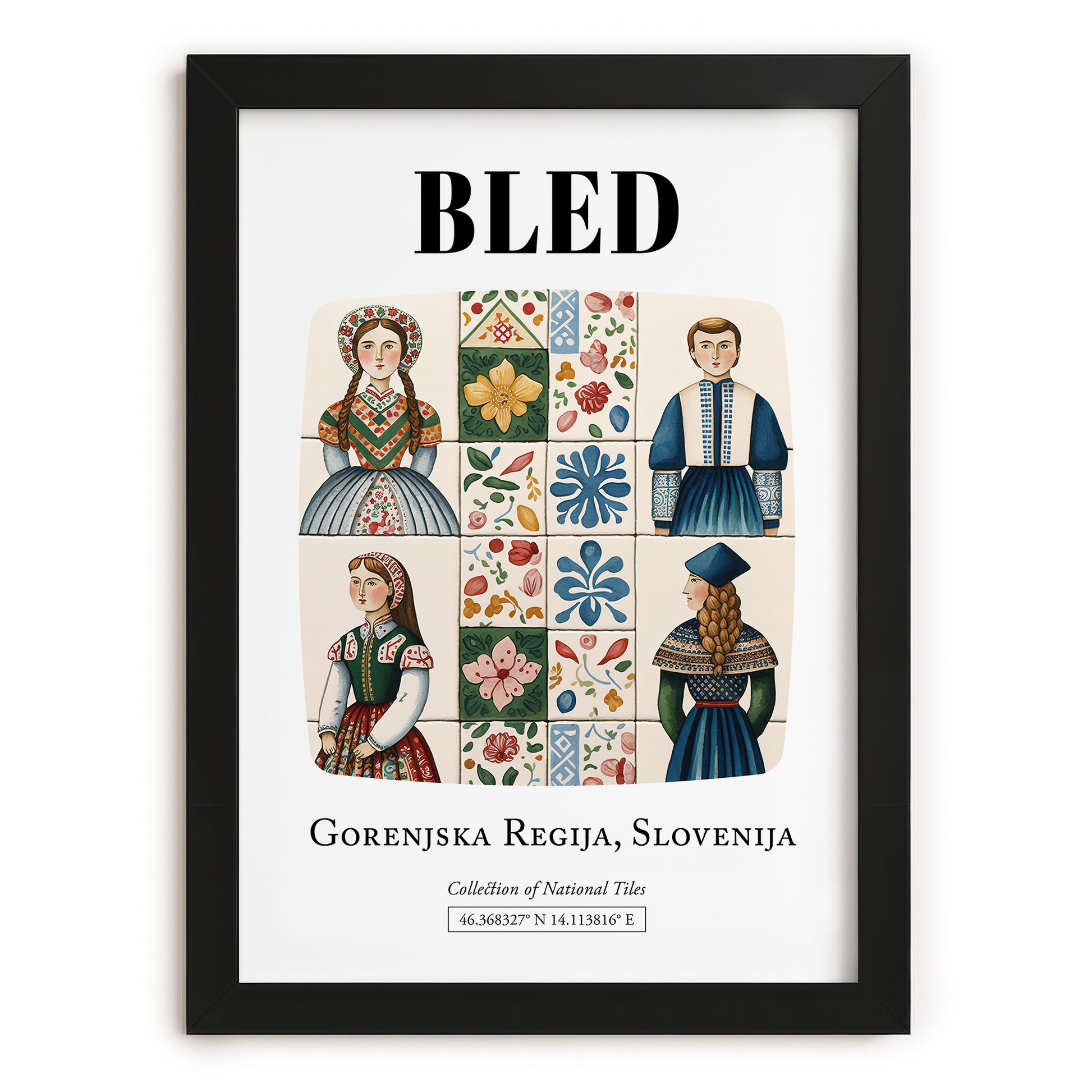 Bled, Slovenia – Minimalist Travel Print, in sleek black frame