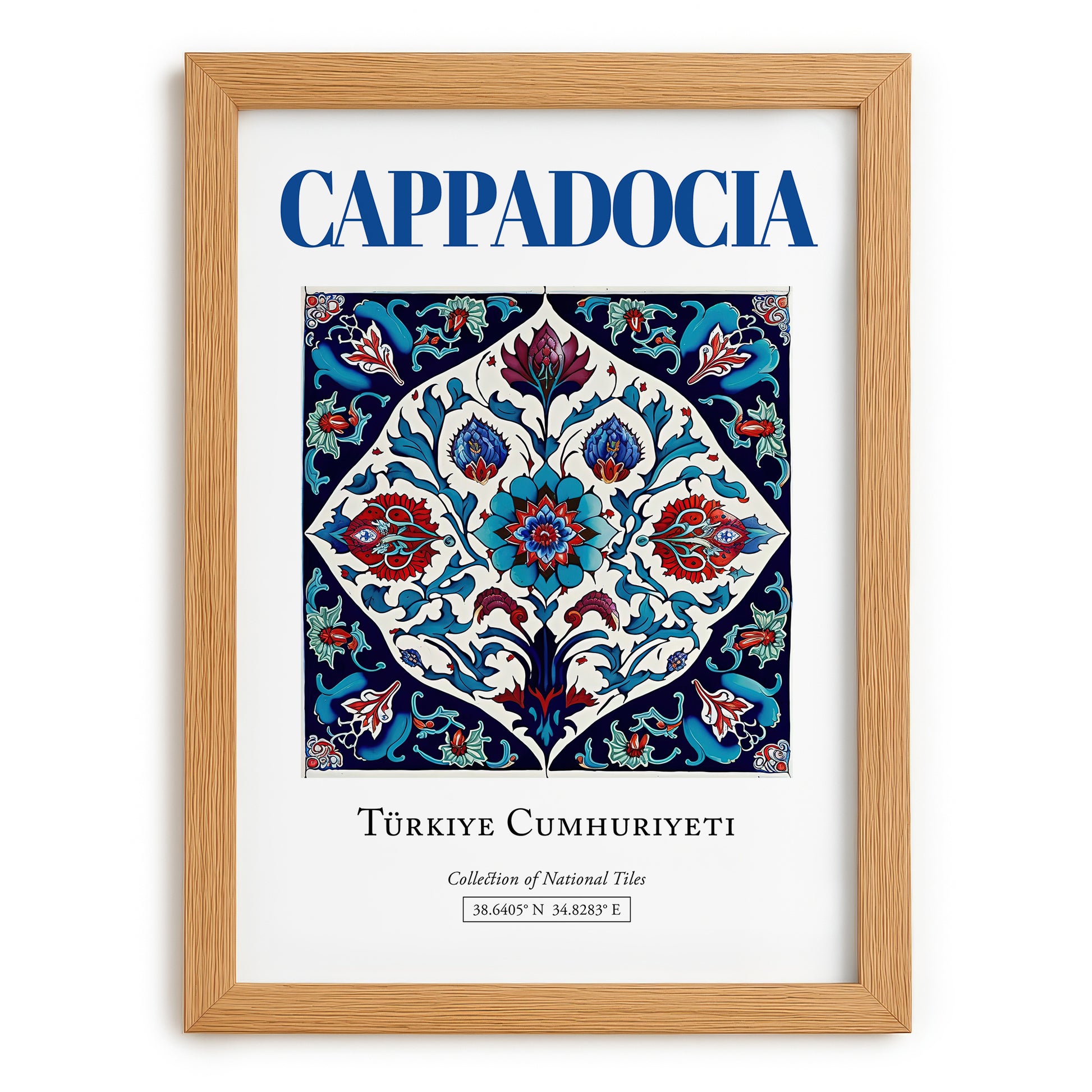 Cappadocia, Turkey – Vintage Travel Poster, set in oak frame