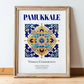Pamukkale, Turkey – Illustrated Travel Poster, in wooden frame leaning on the floor