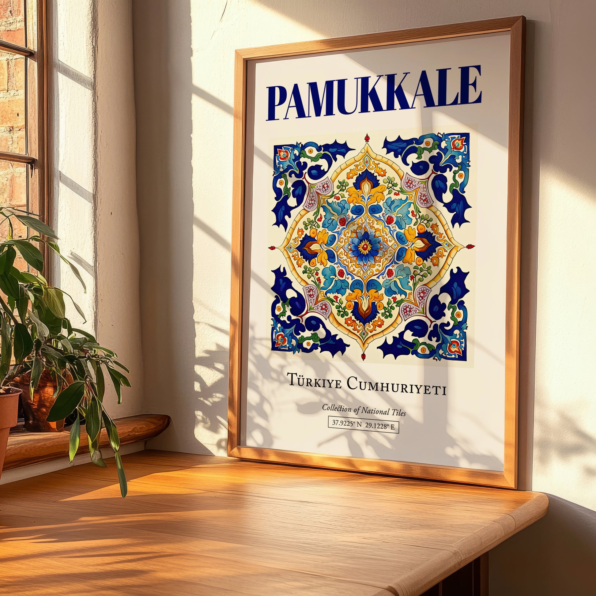 Pamukkale, Turkey – Illustrated Travel Poster, clean layout with no caption