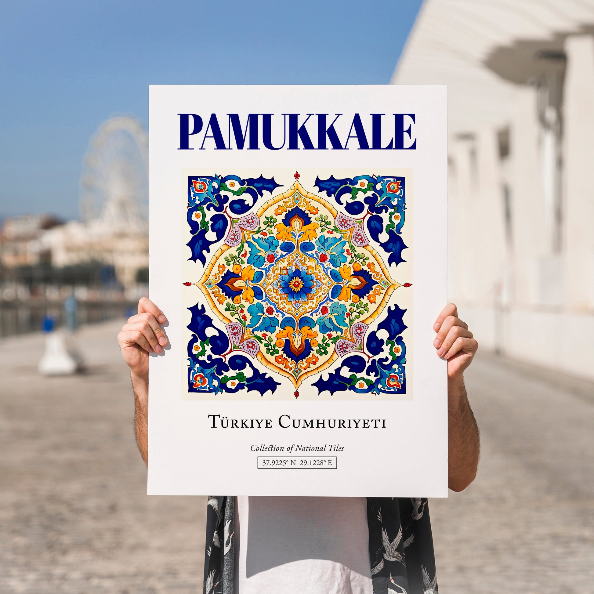 Pamukkale, Turkey – Illustrated Travel Poster, no-text version framed in wood