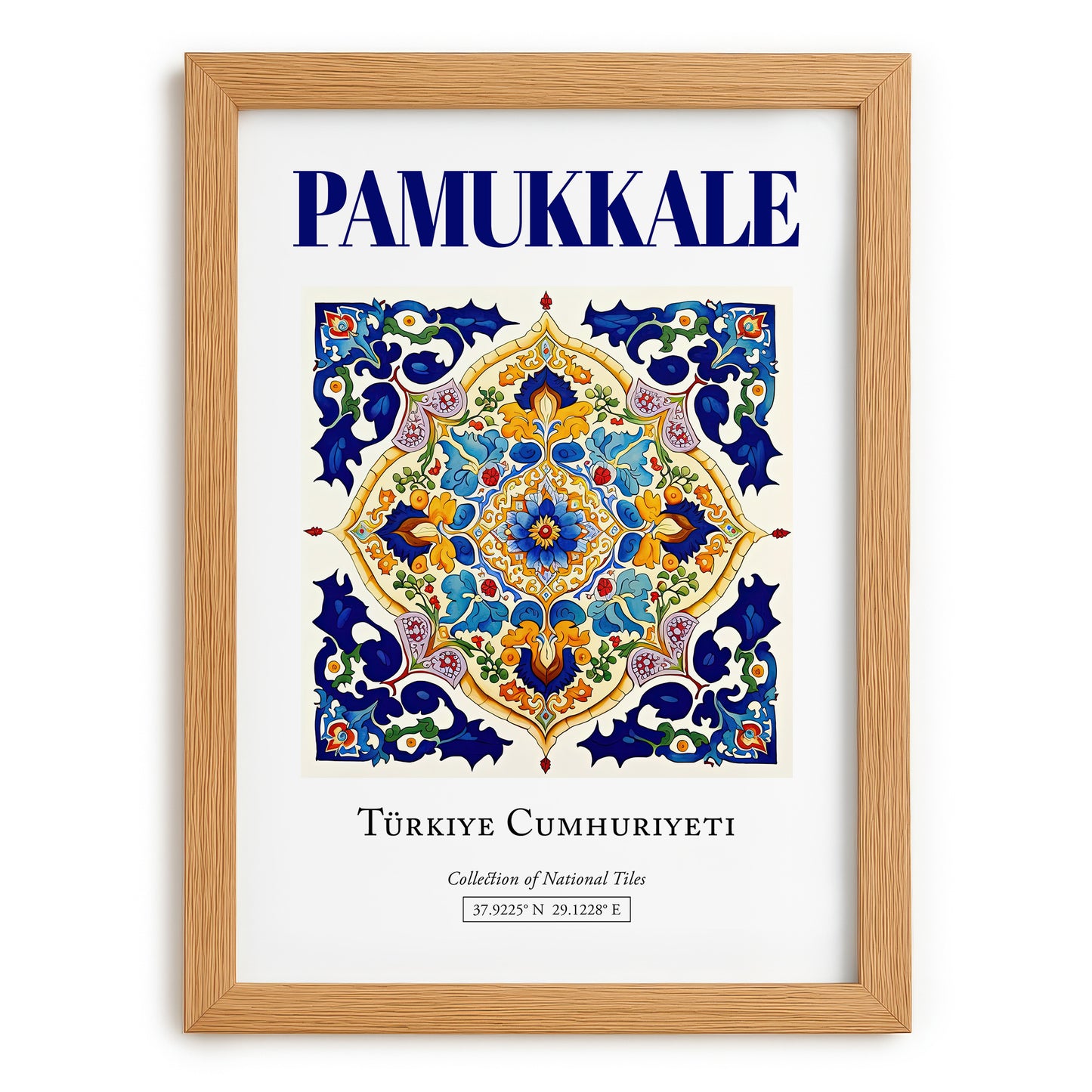Pamukkale, Turkey – Illustrated Travel Poster, set in oak frame