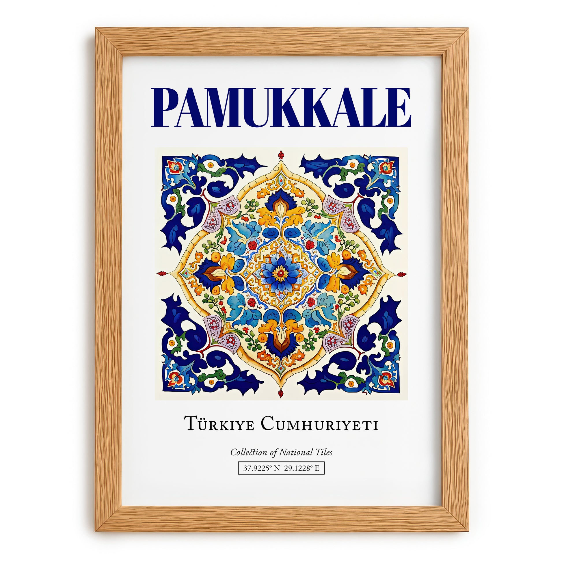 Pamukkale, Turkey – Illustrated Travel Poster, set in oak frame