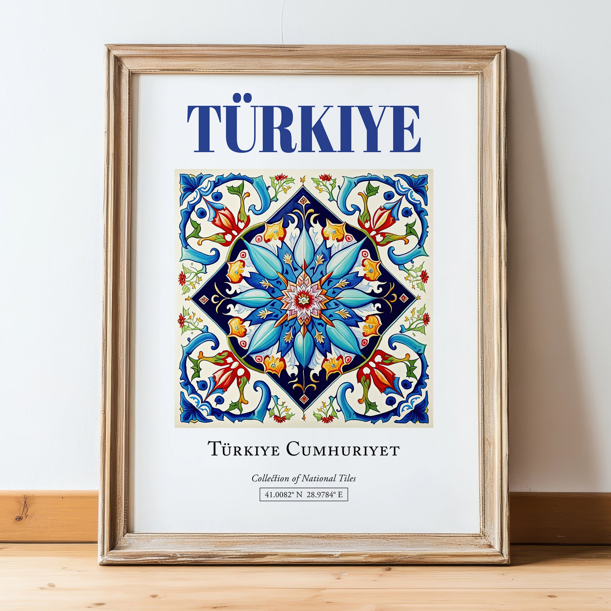 Türkiye, Turkey – Architectural Travel Art, in wooden frame leaning on the floor