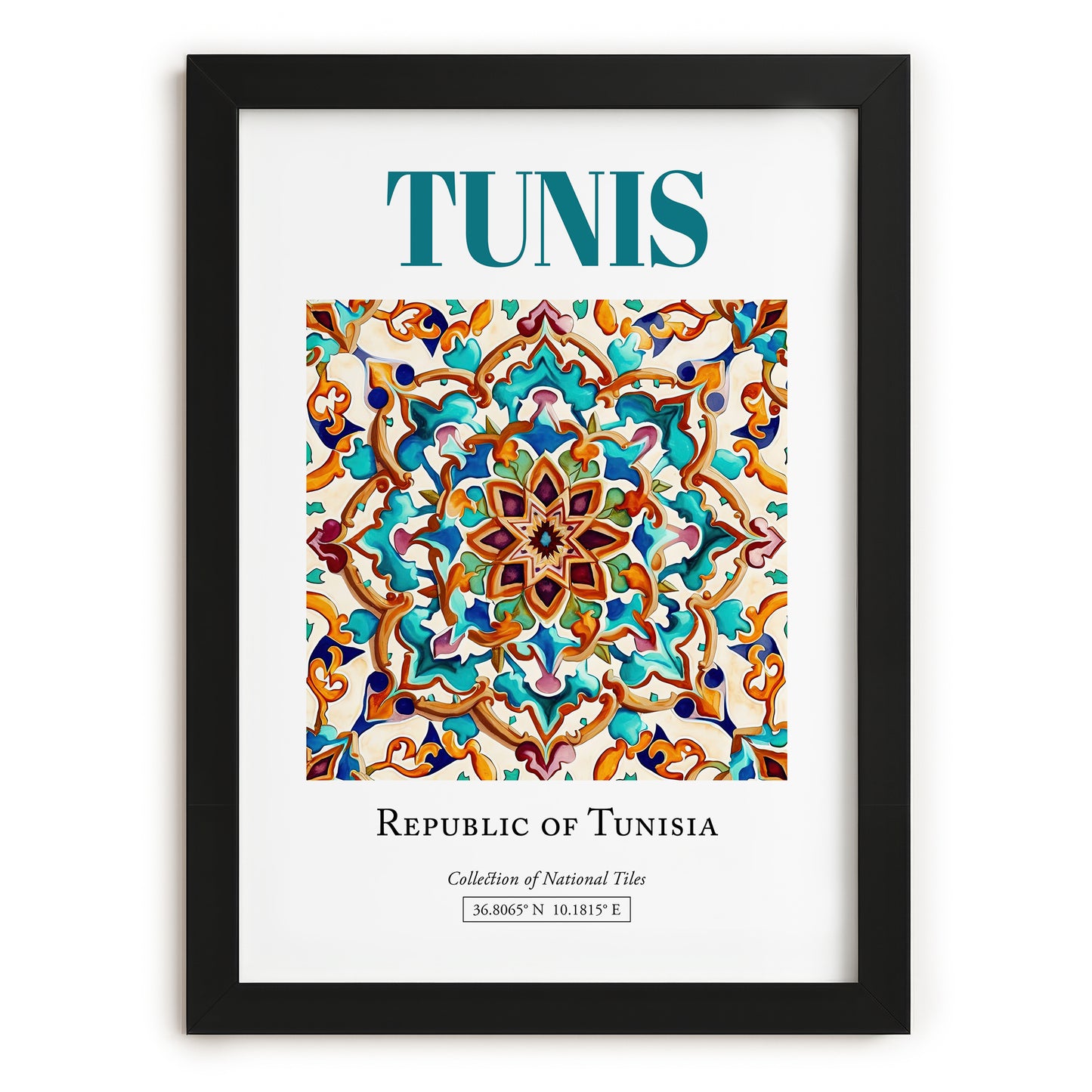 Tunis, Tunisia – Travel Print, in sleek black frame