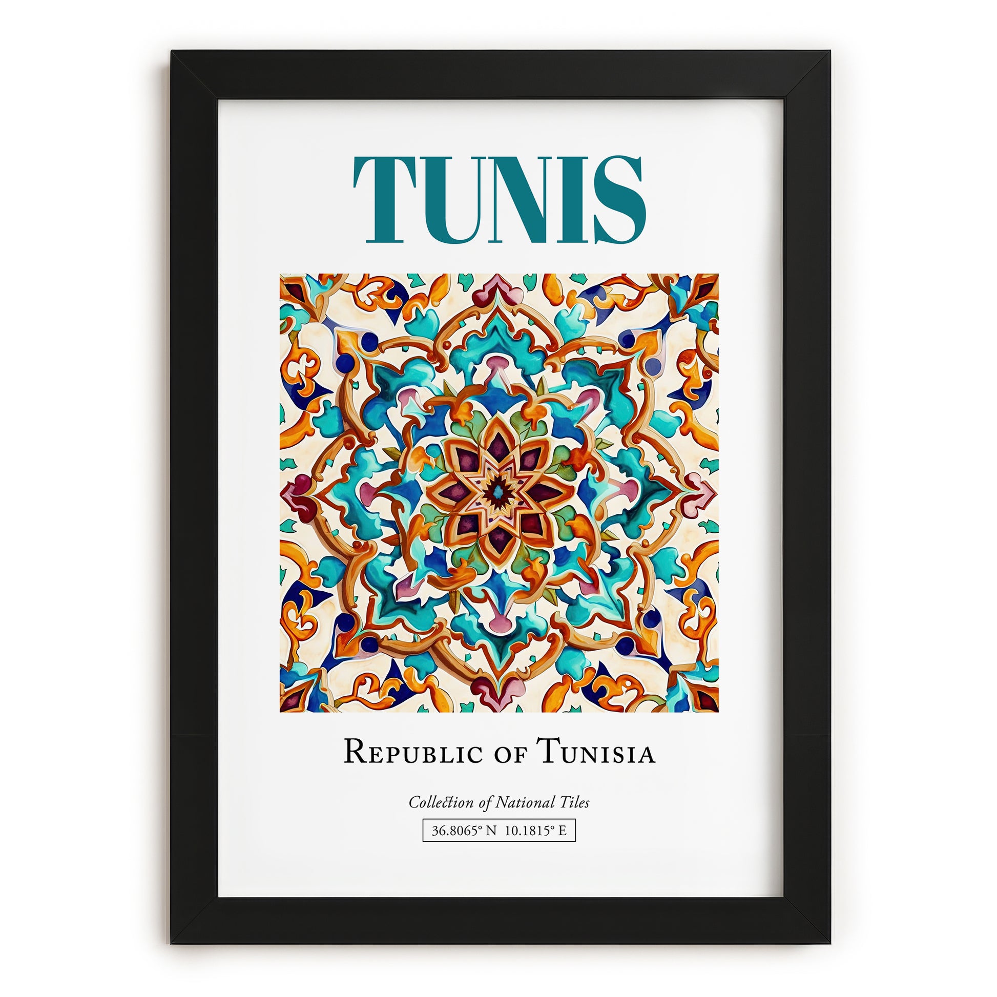 Tunis, Tunisia – Travel Print, in sleek black frame