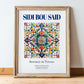 Sidi Bou Said, Tunisia – Vintage Travel Poster, in wooden frame leaning on the floor