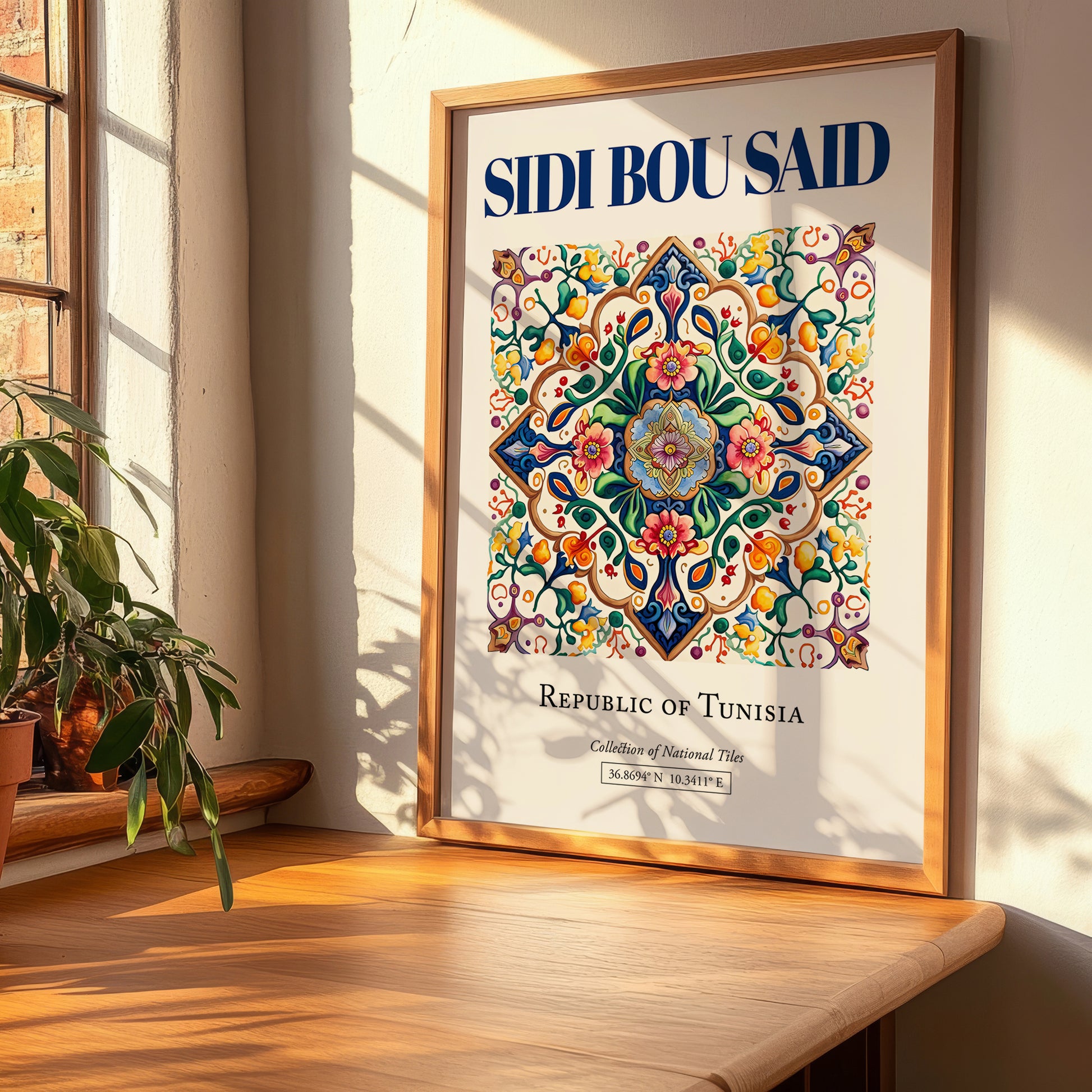 Sidi Bou Said, Tunisia – Vintage Travel Poster, clean layout with no caption