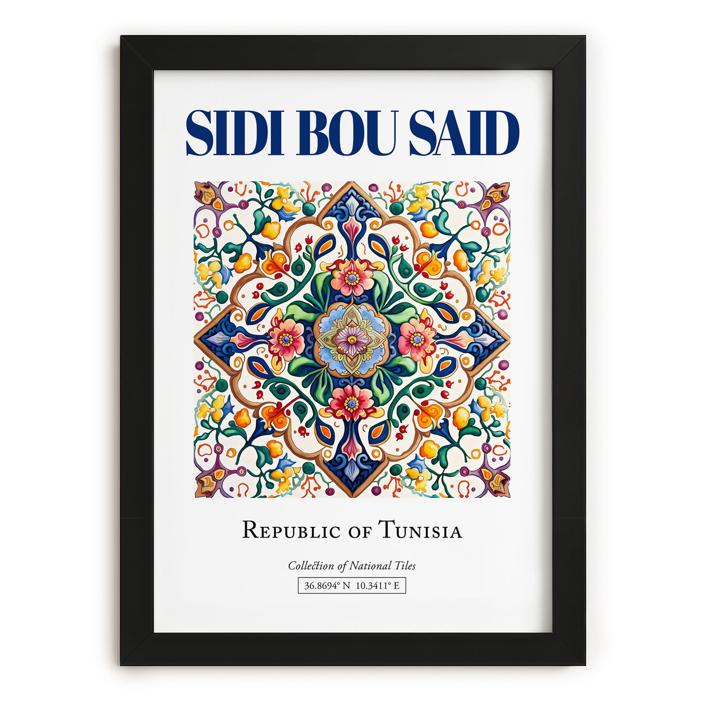 Sidi Bou Said, Tunisia – Vintage Travel Poster, in sleek black frame