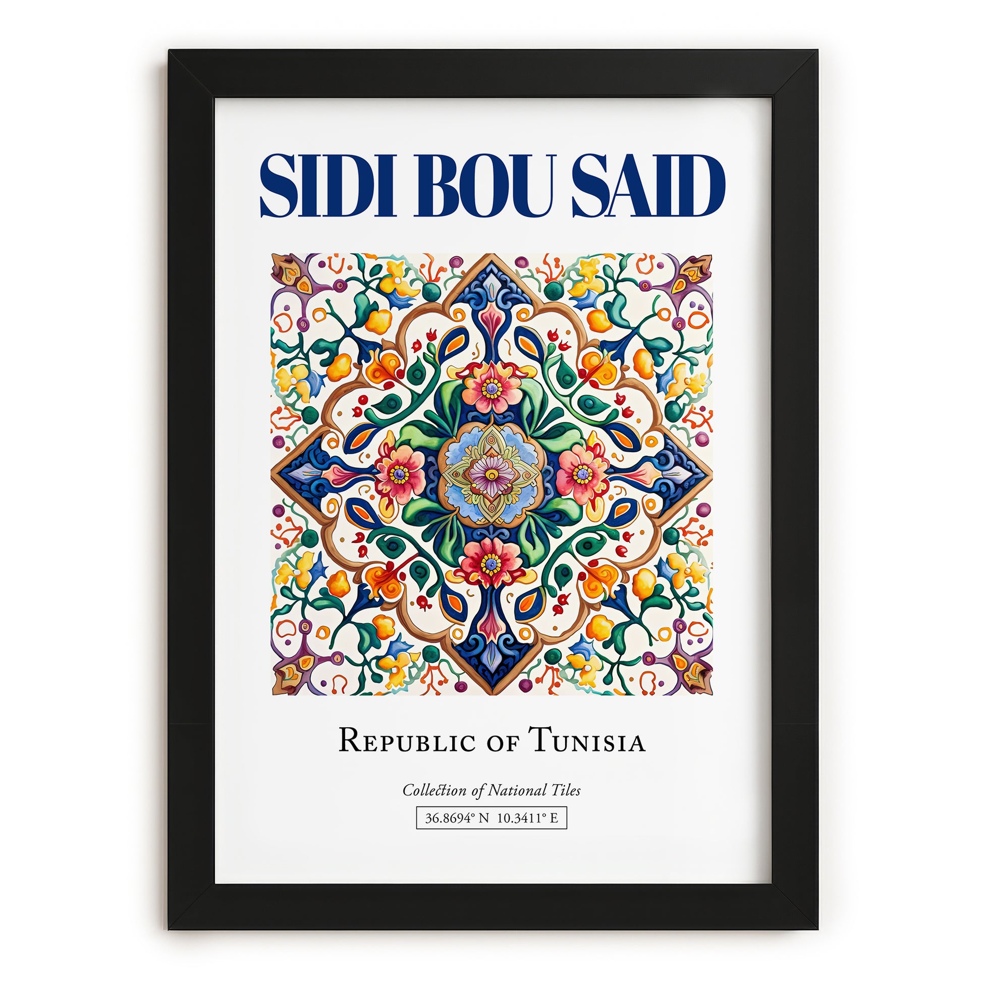 Sidi Bou Said, Tunisia – Vintage Travel Poster, in sleek black frame